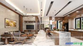 Bếp Gỗ Óc Chó Hiện Đại Biệt Thự Đảo 3 Ecopark