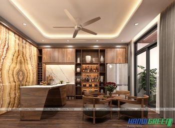 Bếp Gỗ Óc Chó Hiện Đại Biệt Thự Đảo 3 Ecopark
