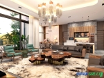 Thiết kế Nội thất gỗ Óc chó căn 600m2 Biệt Thự Đảo Ecopark