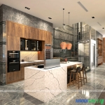 Thiết kế Nội thất gỗ Óc chó căn 600m2 Biệt Thự Đảo Ecopark